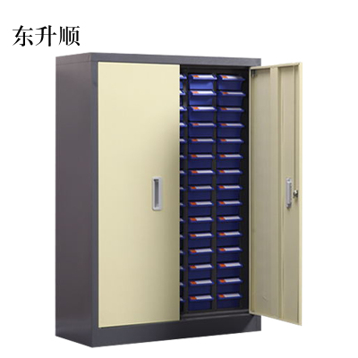 东升顺文件柜抽屉式工具收纳柜75抽蓝色带门小号抽屉