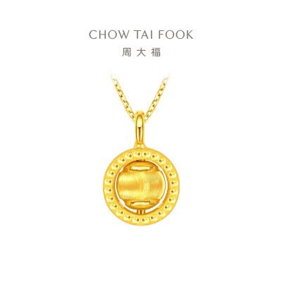 周大福拉丝猫眼圆珠足金项链女士首饰黄金套链(工费:180计价)F222153