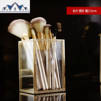 少女心玻璃化妆刷收纳桶桌面透明防尘翻盖美妆刷收纳盒刷子笔刷筒 三维工匠