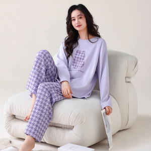 浪莎睡衣女纯棉春秋季长袖甜美加大码女士休闲家居服套装2025新款