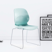 臻远ZY-7834 简约休闲办公椅轻奢铁艺靠背椅 绿背绿座