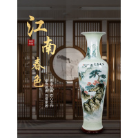 景德镇陶瓷器手绘江南山水客厅落地大号花瓶新房公司装饰家具摆件 三维工匠 需要1.8米的请联系客服