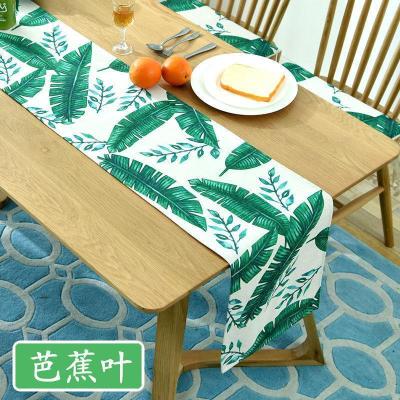 家柏饰(CORATED)现代简约风桌旗北欧棉麻小清新床尾巾电视柜鞋柜布茶几布艺 芭蕉叶 30*160cm