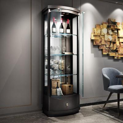 森美人客厅柜子靠墙酒柜家用现代简约电视边柜餐厅展示柜落地玻璃小酒柜