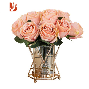 三维工匠轻奢水晶网红纸巾盒托盘客厅茶几纸巾遥控器收纳现代欧式家居饰品 花瓶配油画粉玫瑰