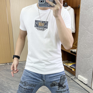 短袖T恤男宽松个性压胶印花欧货潮流休闲圆领上衣体恤男潮牌内搭