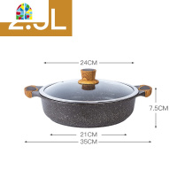 韩国汤锅不粘锅家用三汁焖锅炖锅双耳铝火锅电磁炉专用 FENGHOU 口径32cm锅+蒸笼