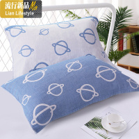 一对装棉枕巾四层棉水洗纱布家用欧式学生枕头巾单人 三维工匠