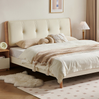 全友家居板式床实木床脚软包床靠卧室家具小户型双人床