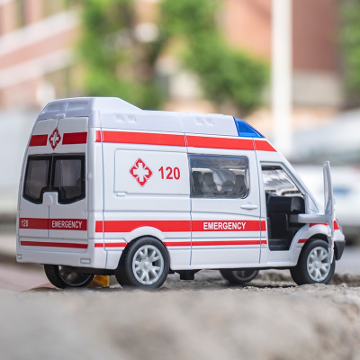 儿童救援玩具车模型仿真汽车车模古达男孩合金回力救护车120玩具小车