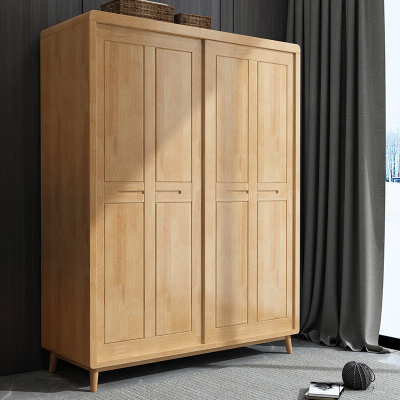 创世人 现代简约推拉门衣柜 原木色 160*60*210CM