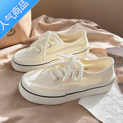 SUNTEK厚底小白鞋女ins潮百搭小众原创透气2023夏秋季新薄款帆布板鞋子