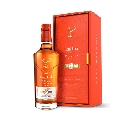 格兰菲迪/glenfiddich 21年 单一麦芽威士忌 原瓶进口洋酒 带盒 700ml