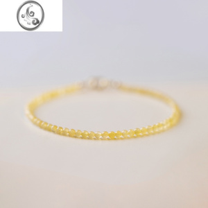 JiMi十一月生辰石|富贵石2mm极细黄玉手链黄玛瑙手串原创财富石