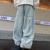 男童裤子春秋款新款儿童秋季阔腿裤大童牛仔裤宽松韩版长裤潮