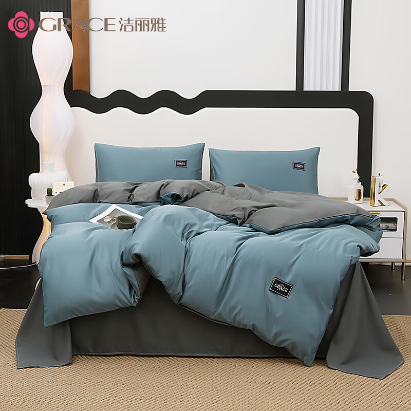 洁丽雅(Grace)亲肤四件套1.5/1.8米床上用品被200*230cm 水洗 磨毛套件-蒂罗尔 JLY-YHK303
