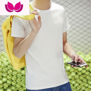 七斓新款男装短袖T恤男士印花青少年衣服半袖潮t桖修身打底体恤衫