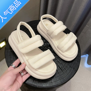 SUNTEK学生凉鞋女2023年夏季新款厚底高级魔术贴休闲沙滩鞋网红女款