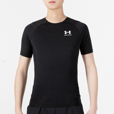 UA安德玛男子新款速干透气弹力紧身衣 训练健身衣短袖T恤1361518-001 ZP