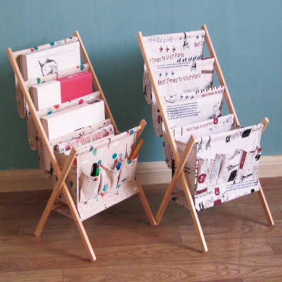 杂志报刊实木布艺书报架学生课本书籍闪电客折叠陈列架文化用品展示架