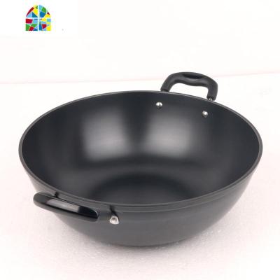 铸铁炒锅铁锅加厚炒菜锅不粘锅生铁锅双耳炖锅老式铁锅家用 FENGHOU 36厘米带盖不带蒸笼