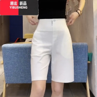 YIBUSHENG西装短裤女季薄款宽松a字高腰松紧2024新款五分休闲工装裤子潮