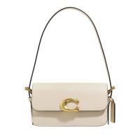 COACH女式简约轻便斜挎包奶油色皮质金属装饰大容量