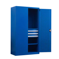 铭威盾重型工具柜车间用加厚物件工具储物柜工厂铁皮柜汽修厂零件收纳柜蓝色三层三抽带挂板