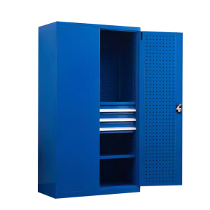铭威盾重型工具柜车间用加厚物件工具储物柜工厂铁皮柜汽修厂零件收纳柜蓝色三层三抽带挂板