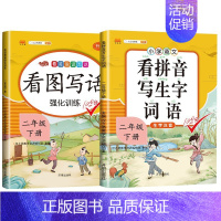 看图写话+看拼音 二年级下 [正版]新版小学二年级上册下册语文专项训练全套人教版看图说话写话阅读理解看拼音写词语生字组词