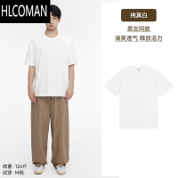 HLCOMAN「圆领短袖t恤男 白色纯色休闲百搭内搭打底衫