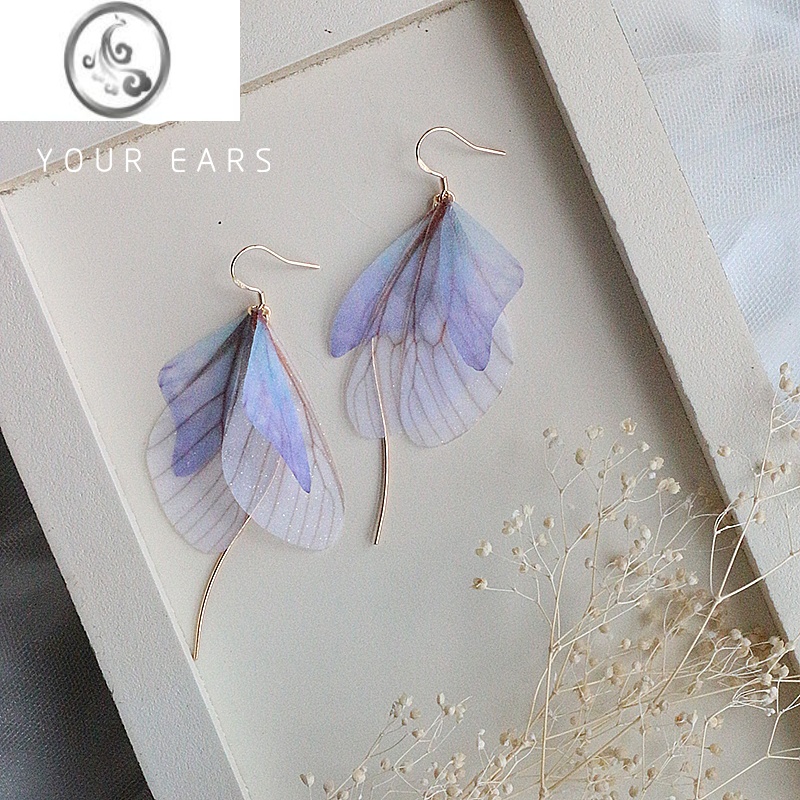 JiMi冷淡风耳夹超仙蝴蝶耳环女潮气质韩国个性无耳洞长款小清新少女心