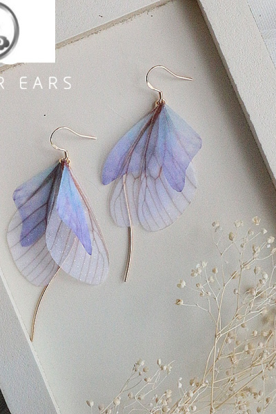 JiMi冷淡风耳夹超仙蝴蝶耳环女潮气质韩国个性无耳洞长款小清新少女心