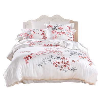 美帮汇真丝三件套床品双面宽幅单身用品桑蚕丝手绘单人套件贴身