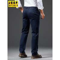 JEEP SPIRIT秋冬男士直筒休闲裤宽松商务弹力百搭纯色时尚中腰厚款