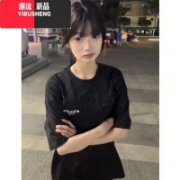 YIBUSHENG国潮牌美式复古满天星情侣短袖t恤女季宽松设计感小众上衣