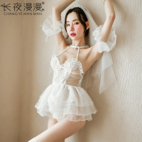 长夜漫漫情趣内衣女性感诱惑透明白色婚纱新娘装套装厂家代发1514