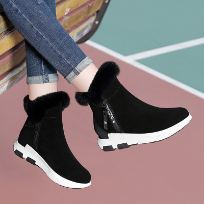 百年纪念(Centenary)秋冬季加绒新款韩版百搭马丁靴圆头平跟女靴侧拉链时尚女短靴防水台女鞋子