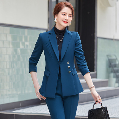 2021新款休闲西装套装女春秋女士小西服职业气质女神范时尚两件套商务