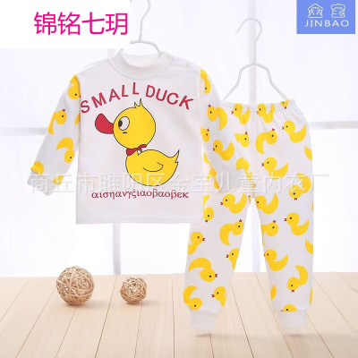 锦铭七玥童套装一件代发儿童全棉内衣内裤1-3-5岁时尚婴儿卡通内衣 秋冬款