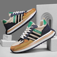 国潮阿甘鞋男秋冬季新款潮鞋拼色三条杠厚底老爹风时尚运动休闲鞋