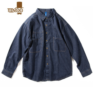 YANXU牛仔衬衫男款宽松衬衣美式休闲复古简约薄款长袖外套潮