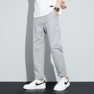 老爷车(LAOYECHE)男士夏季九分裤修身纯棉直筒裤子男装2025夏天新款直筒休闲裤