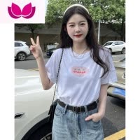 七斓气质粉色樱桃别致短袖T恤夏季2023新款宽松时尚减龄上衣女装ins潮