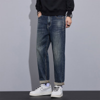 秋冬重磅新疆长绒棉哈伦牛仔裤男弹力时尚百搭经典锥形潮男老爹裤
