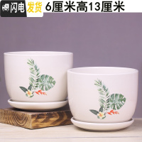 三维工匠花盆陶瓷大号带托盘个性简约创意家用吊兰绿萝多肉陶瓷花 16-角竹花两个大号 大花盆容器