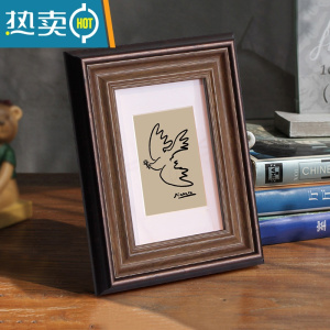 敬平美式小相框摆台黑胡桃色复古8寸6寸7儿童画框像框架创意5寸10寸A4 胡桃欧 A4摆台[可放21*29.7cm]
