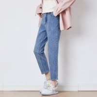 [1折价36.9元叠加优惠券]唐狮春夏新款女牛仔裤九分直筒烟管裤显高显瘦宽松学生裤子潮