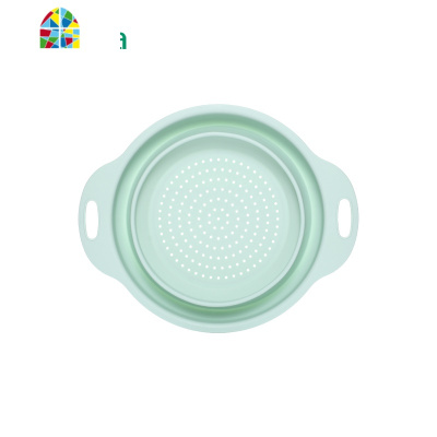 折叠洗水果盘多功能厨房家用塑料创意水洗菜盆 FENGHOU 橄榄绿折叠(大)洗菜篮洗菜篮