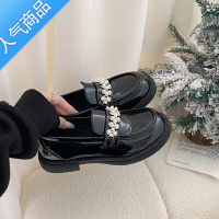 SUNTEK2023新款春季小皮鞋女小众设计法式珍珠英伦风百搭厚底乐福鞋单鞋